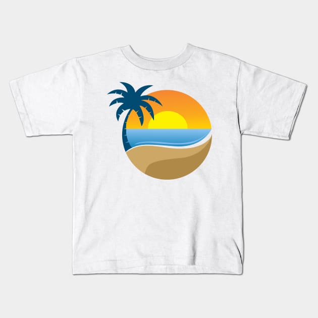 Beach Sunset Kids T-Shirt by arashbeathew